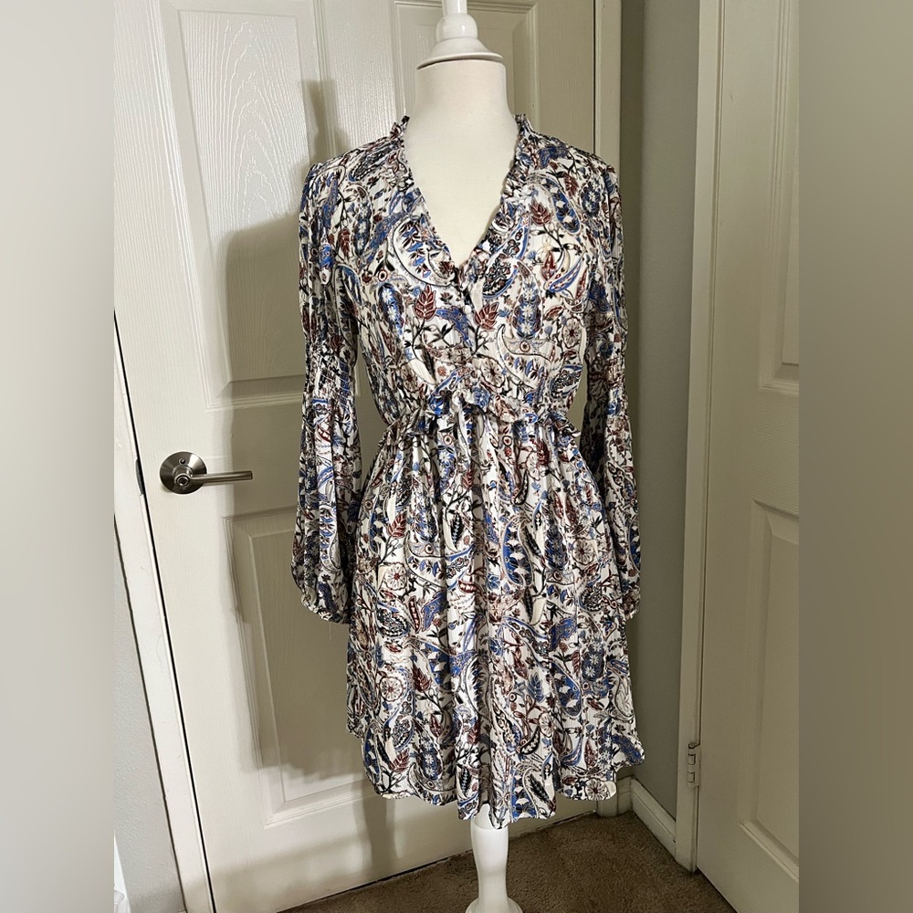 paisley long sleeve dress